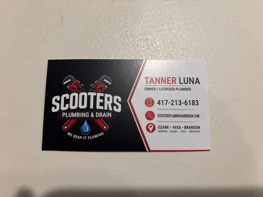 Scooters Plumbing & Drain business card