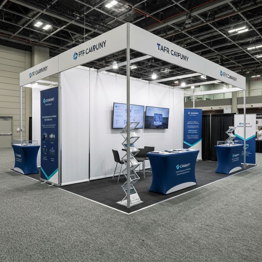 Professional trade show booth with fabric backdrop and retractable banners - Trade show displays Springfield MO
